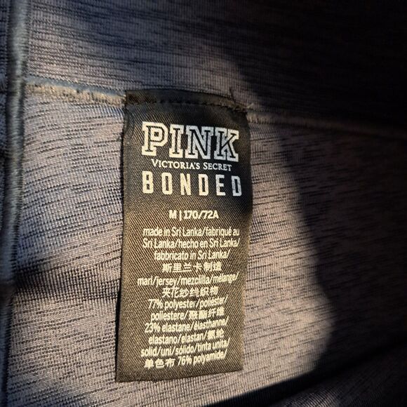 PINK Victoria Secret Bonded Leggings Black Medium Mesh Detail Peach 170/72A - Picture 3 of 12